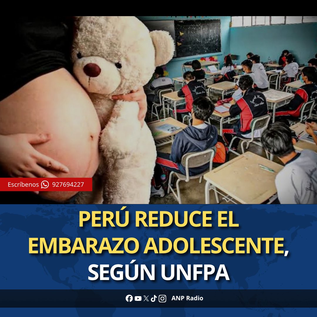 ANPRadio_'s tweet photo. 🚨 Perú reduce a 7.4% la tasa de embarazo adolescente, según UNFPA. Pero en zonas rurales llega al 16.3% y en la Amazonía supera el 14%. El organismo pide reforzar la educación sexual integral. 

🔗 Síguenos: https://t.co/8x610HZeYo https://t.co/9s68W8cf1t