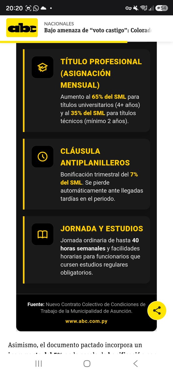 EFSantagada's tweet photo. La municipalidad de Asunción está fundida. Los sindicatos colorados, con la complicidad de concejales colorados que van por el rekutú, se aprestan a aprobar un "contrato colectivo" que fundirá aún más a la municipalidad.

Ningún empleado tiene los privilegios de estos zánganos y coimeros y quieren más privilegios todavía. 👇🏼

Los comerciantes, cuentapropistas y profesionales independientes no tenemos nada parecido a lo que estos parásitos pretenden.

��Hay que ser suicida para votar a esta mierda!

ABC Color |  Bajo amenaza de “voto castigo”: Colorados ceden y dan entrada a polémico contrato en la Junta de Asunción https://t.co/u23387znsm