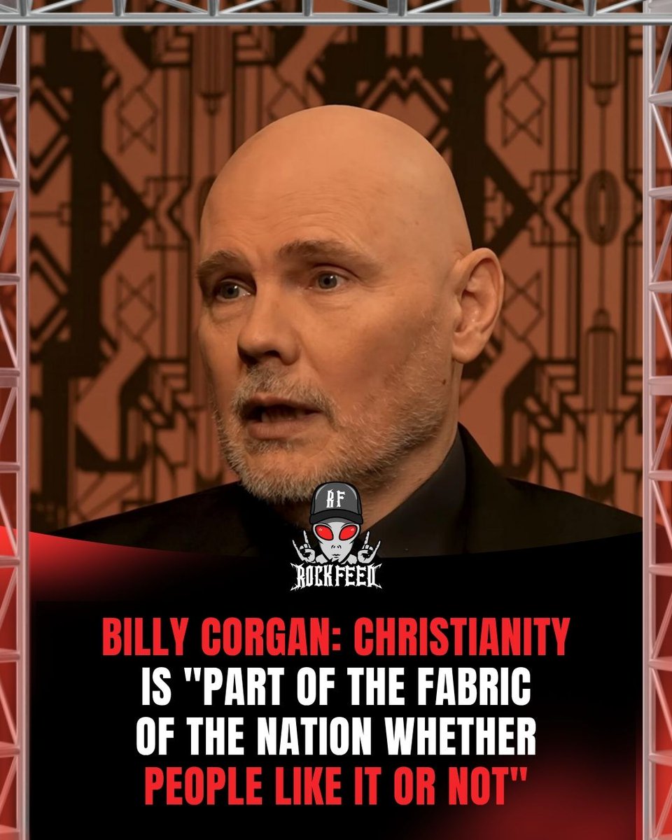 RockFeedNet's tweet photo. Billy Corgan on his podcast with Stryper's Michael Sweet: Christianity is "part of the fabric of the nation whether people like it or not."

He also said he'll talk about Jesus even if it hurts his career. https://t.co/5outVItlWF