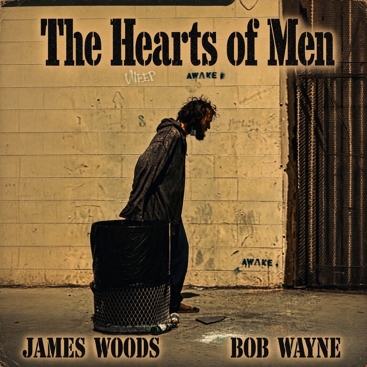 RealJamesWoods's tweet photo. The cover art for THE HEARTS OF MEN is a photograph that Sara took in Santa Monica. We never use AI making the music, nor does she in the art direction. If you look closely, there is the word “WEEP” scrawled on the wall. It’s these details that make her photography so moving. https://t.co/1ZDo2ASVAM