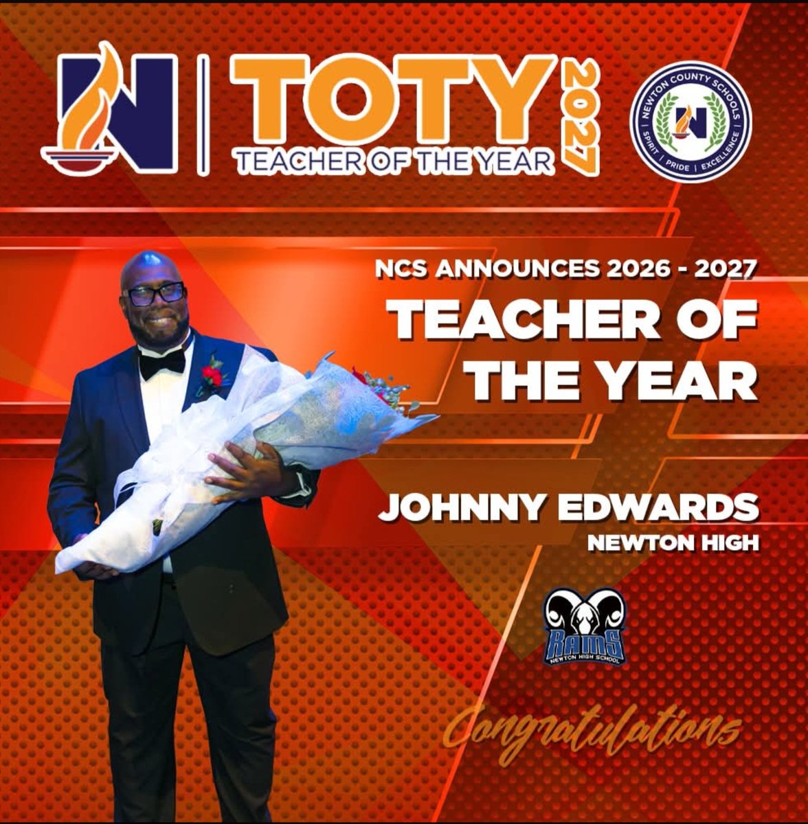 JohnnyEdwardsII's tweet photo. I am proud to be representing Newton County Schools as their 2026-27 Teacher of the Year!! https://t.co/JfqGUm7Mkd