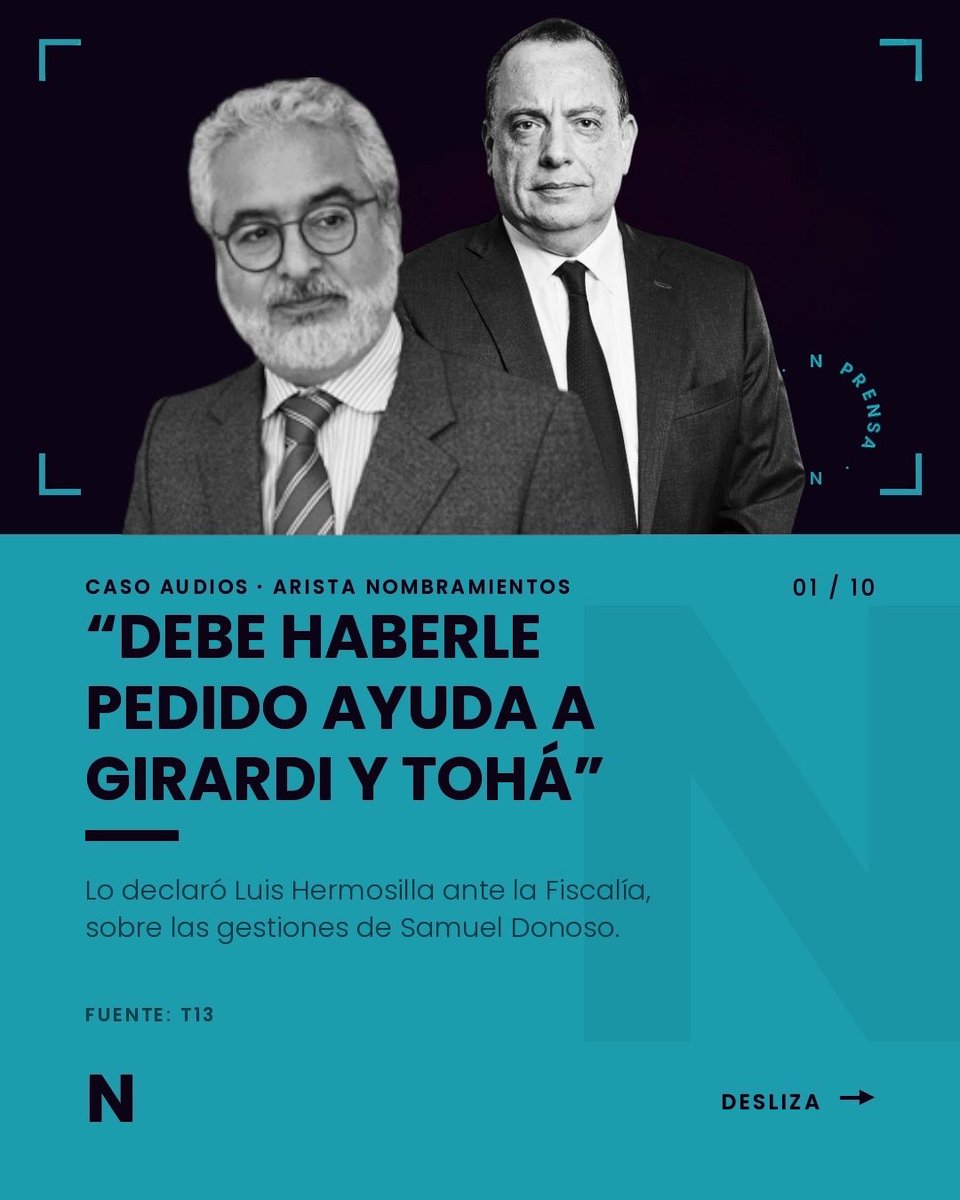 N_PrensaCL's tweet photo. ⚡ Hermosilla declaró que Samuel Donoso “habló con senadores del PPD” y que “debe haberle pedido ayuda” a Girardi y Tohá para salvar a su hermana jueza de una acusación constitucional: https://t.co/3krpLs0Aod https://t.co/pVdeyhzSri