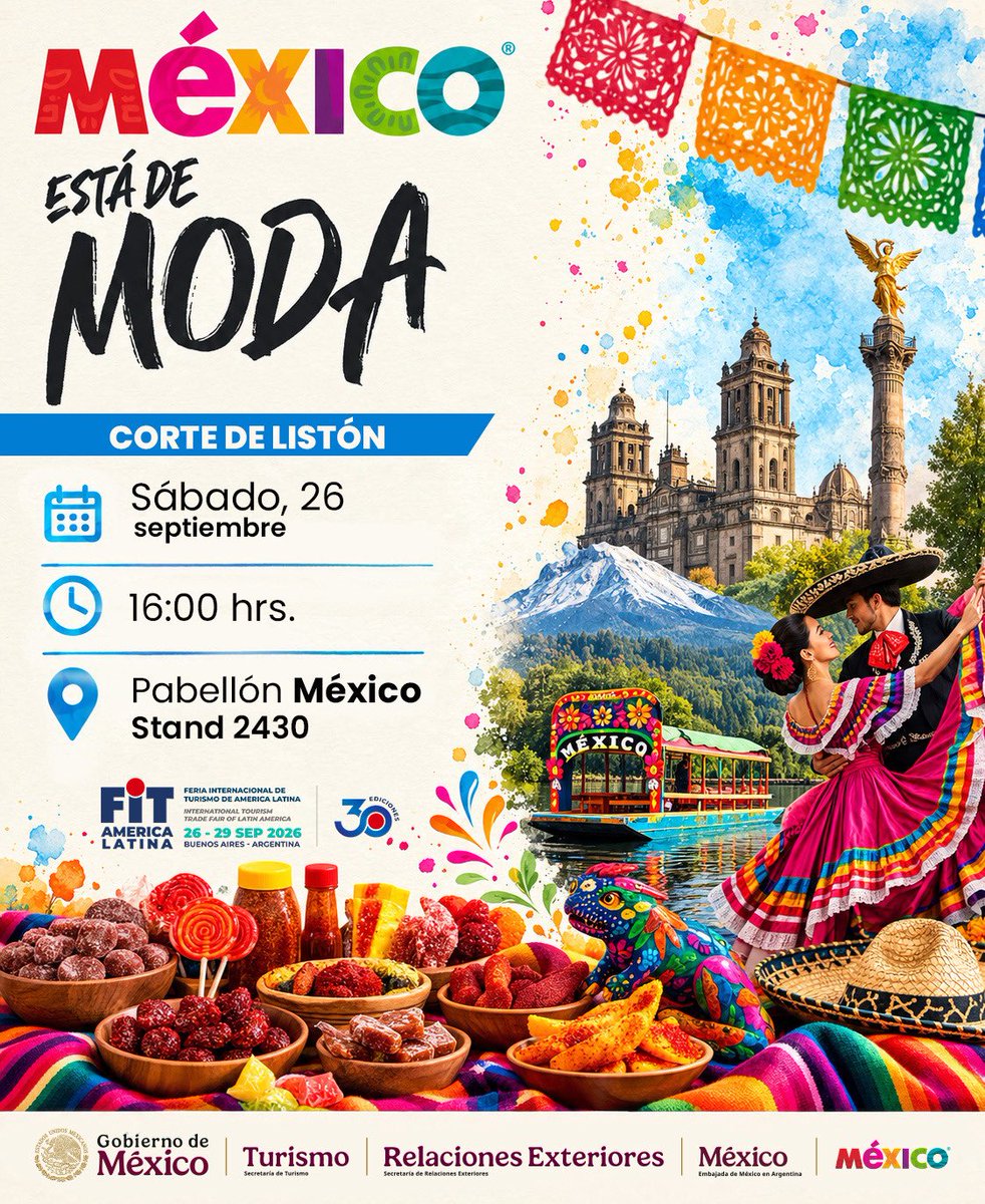 EmbaMexAr's tweet photo. ¡Queremos que más turistas de Argentina elijan nuestro país! #MéxicoEstáDeModa! 🤩

Te esperamos en el stand de México en @feriadeturismo https://t.co/XjXOvyAyxa