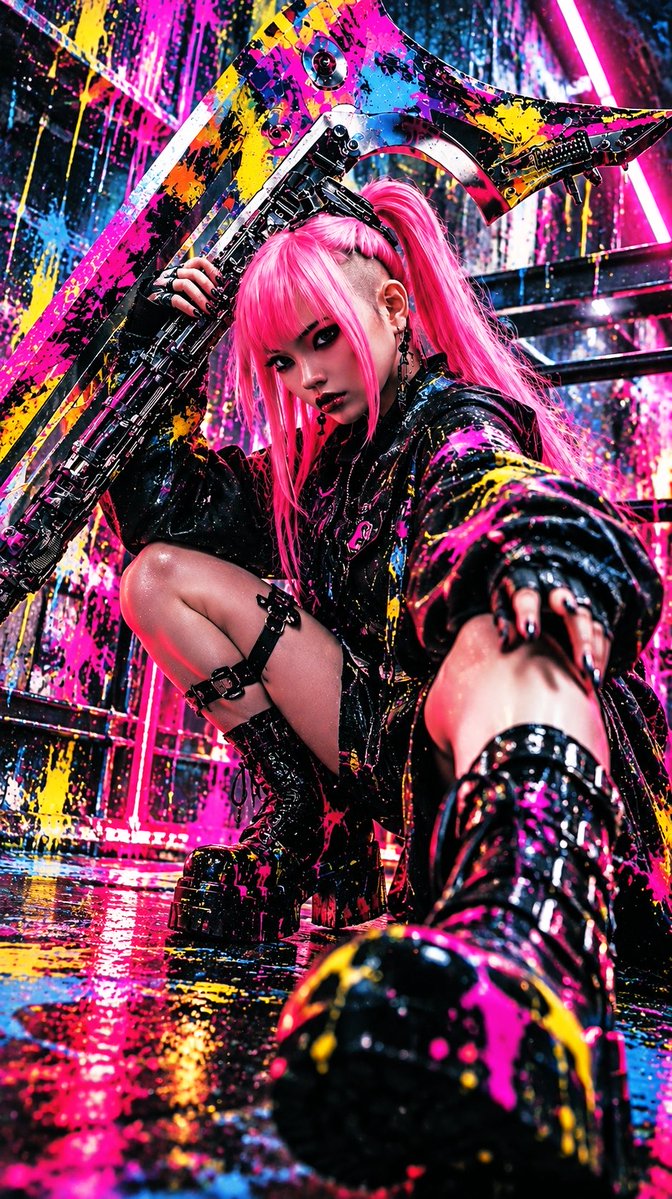 Riri000567's tweet photo. #AIart #Cyberpunk #AnimeGirl #PinkHair #Neon #PunkFashion #StreetStyle #DigitalArt https://t.co/8xzzmXA3IM