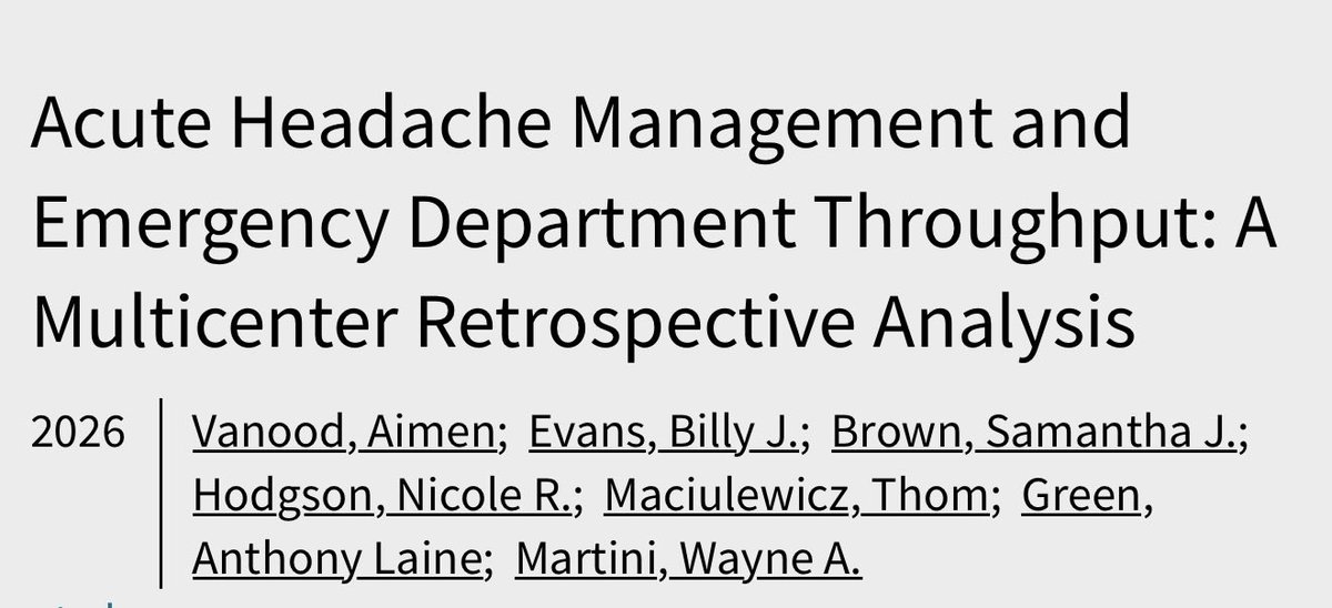 ThommyTox's tweet photo. ED 🤝 Neuro 🤯

Acute Headache Management and Emergency Department Throughput: A Multicenter Retrospective Analysis
#MedTwitter #TwitteRx 

https://t.co/5lAdpMLjuQ https://t.co/HWjoAtfCWV
