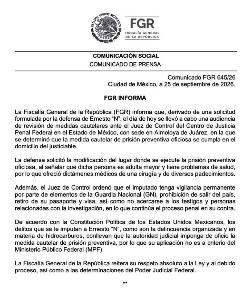 beltrandelrio's tweet photo. Buena noticia que la FGR acate la decisión de la jueza de modificar la medida cautelar en el proceso contra Ernesto Ruffo, con lo que el ex gobernador lo seguirá desde su casa. Nada tenía que hacer en El Altiplano, un penal para reos de alta peligrosidad. https://t.co/MmjrB5hRCG