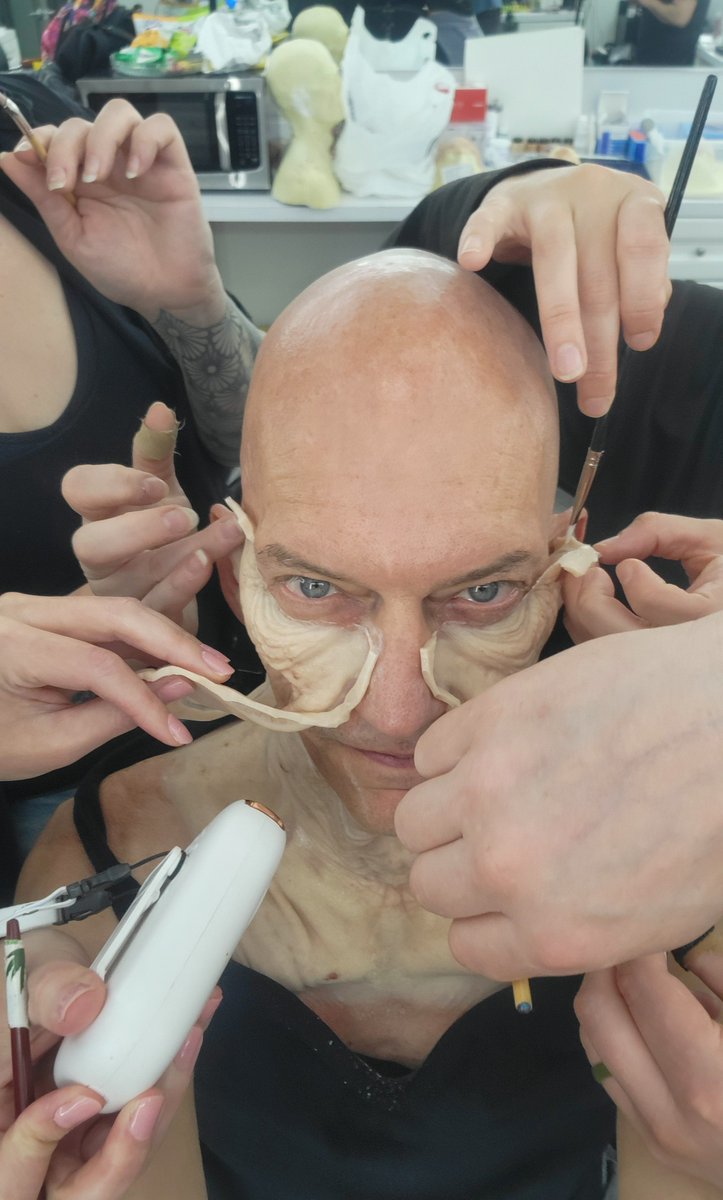 Behind the scenes makeup for Mr. Nas Fedor Steer American Horror Story Season 13