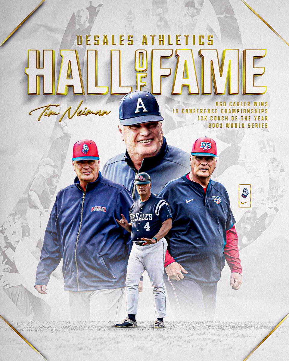 DSU_Baseball's tweet photo. The Big Wheel, honored.

A congratulations to Coach Tim Neiman, who tonight has been welcomed to the DeSales Athletics Hall of Fame in the class of 2026! https://t.co/9cu4aTyEsT