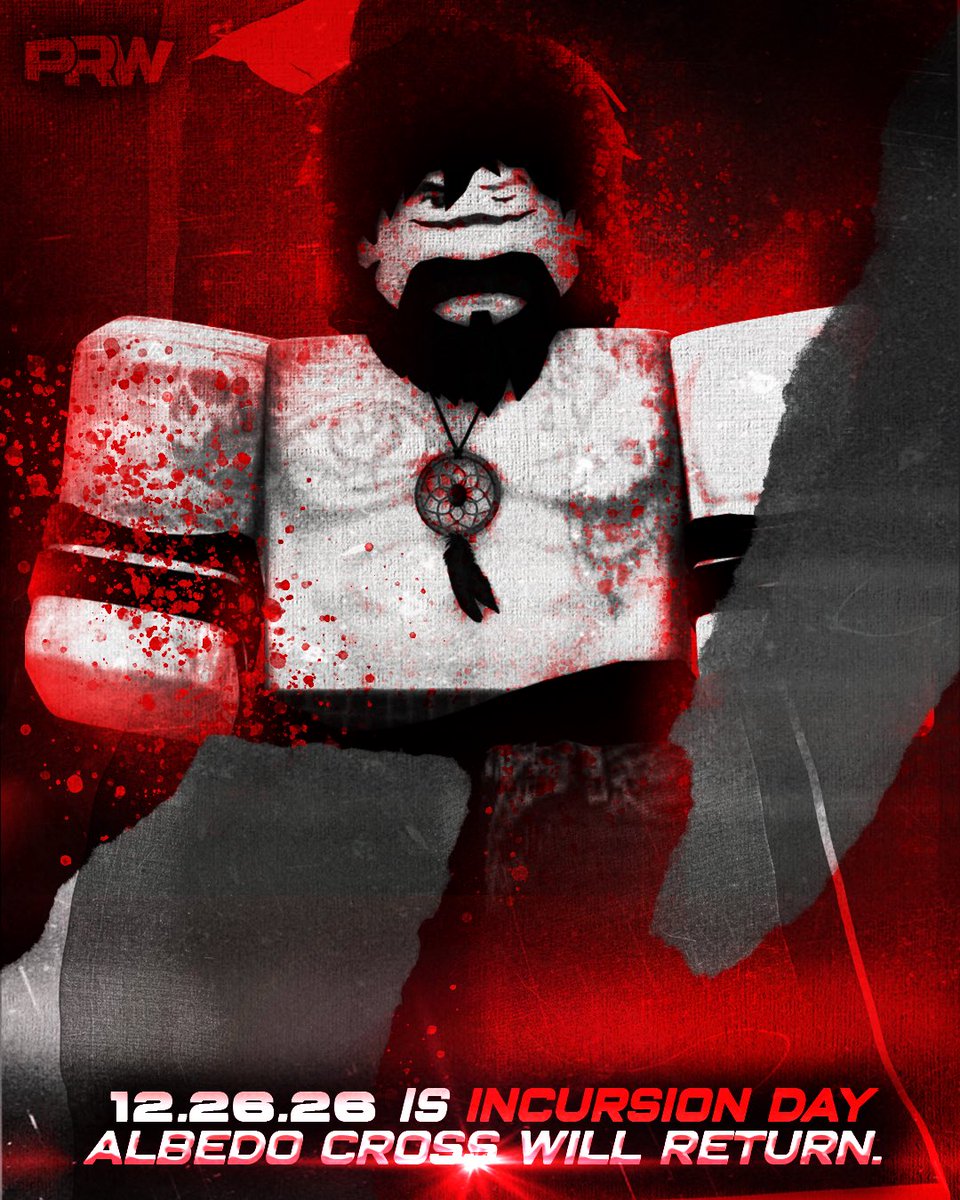PRWRBLX's tweet photo. "We got a full alert... The multiverse is collapsing."

PRW PRESENTS: INCURSION
12/26/26
Art By: @KBKrossRBLX
COVER STAR: @AlbedoCross 
JOIN THE SERVER NOW!: https://t.co/DsZIv3WvsR

#Rowrestling #PRW https://t.co/Q59PfItUVp