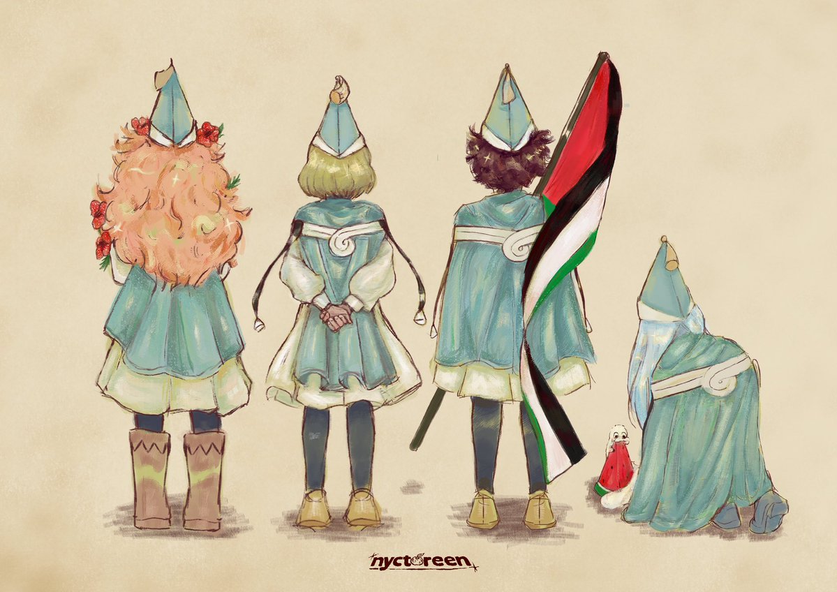 nyctoreen's tweet photo. when i saw the mangaka of the series made an artwork of coco in solidarity to 🍉, i just knew i wanted to create something with all the main girls too!
#artcommissions #artcommissionsopen #witchhatatelier #witchhatatelierfanart #artists4gaza

details can be found on my insta ! https://t.co/t1ciDwpeZ7