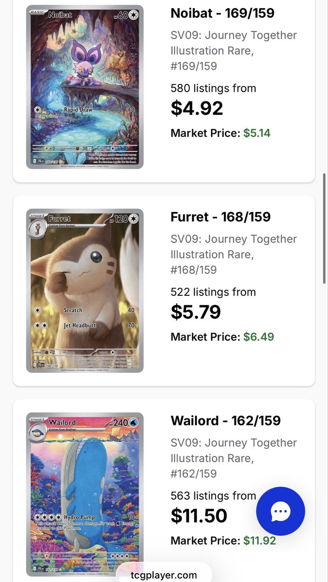 totodile_king's tweet photo. I post often about the affordability of new set IR’s.

Journey Together is a bit older and you can still master set the IR’s (11 cards) for UNDER $80.

That includes cards like the Articuno and Wailord. Pretty sweet IR checklist and was the first whole set I ever mastered. https://t.co/g89mq1KEin
