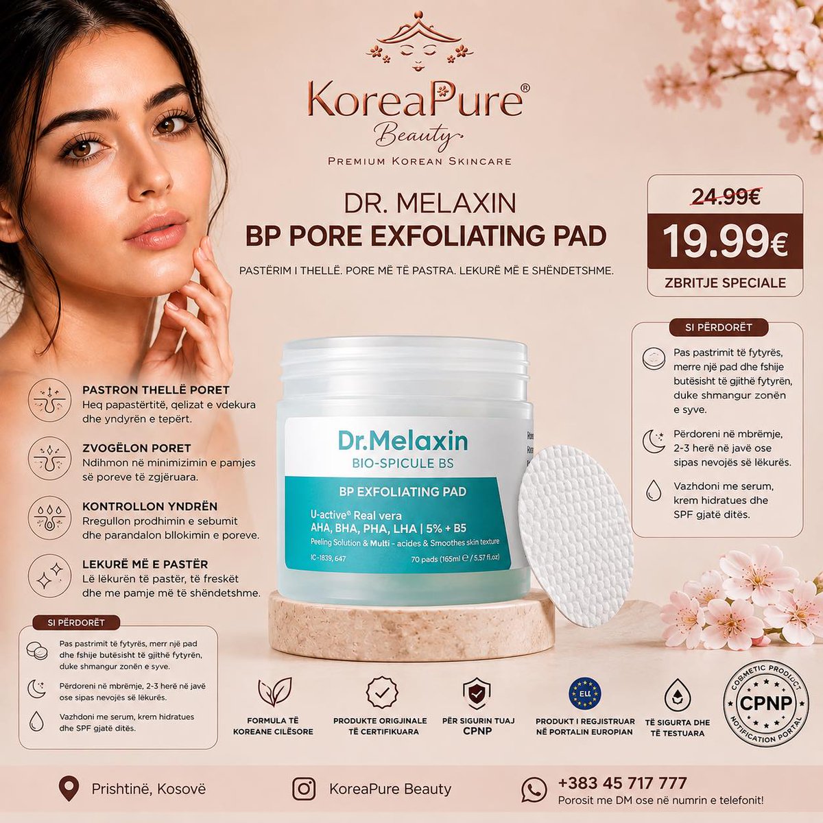 miajohnsoncqsit's tweet photo. DR. MELAXIN BP PORE EXFOLIATING PAD

Ideal për pore të dukshme, yndyrë të tepërt dhe papastërti. Formula me AHA, BHA, PHA, LHA dhe B5 eksfolion lëkurën, largon qelizat e vdekura dhe përmirëson teksturën. Përdoreni 2–3 herë në javë, në mbrëmje. https://t.co/FbJStbIIIL