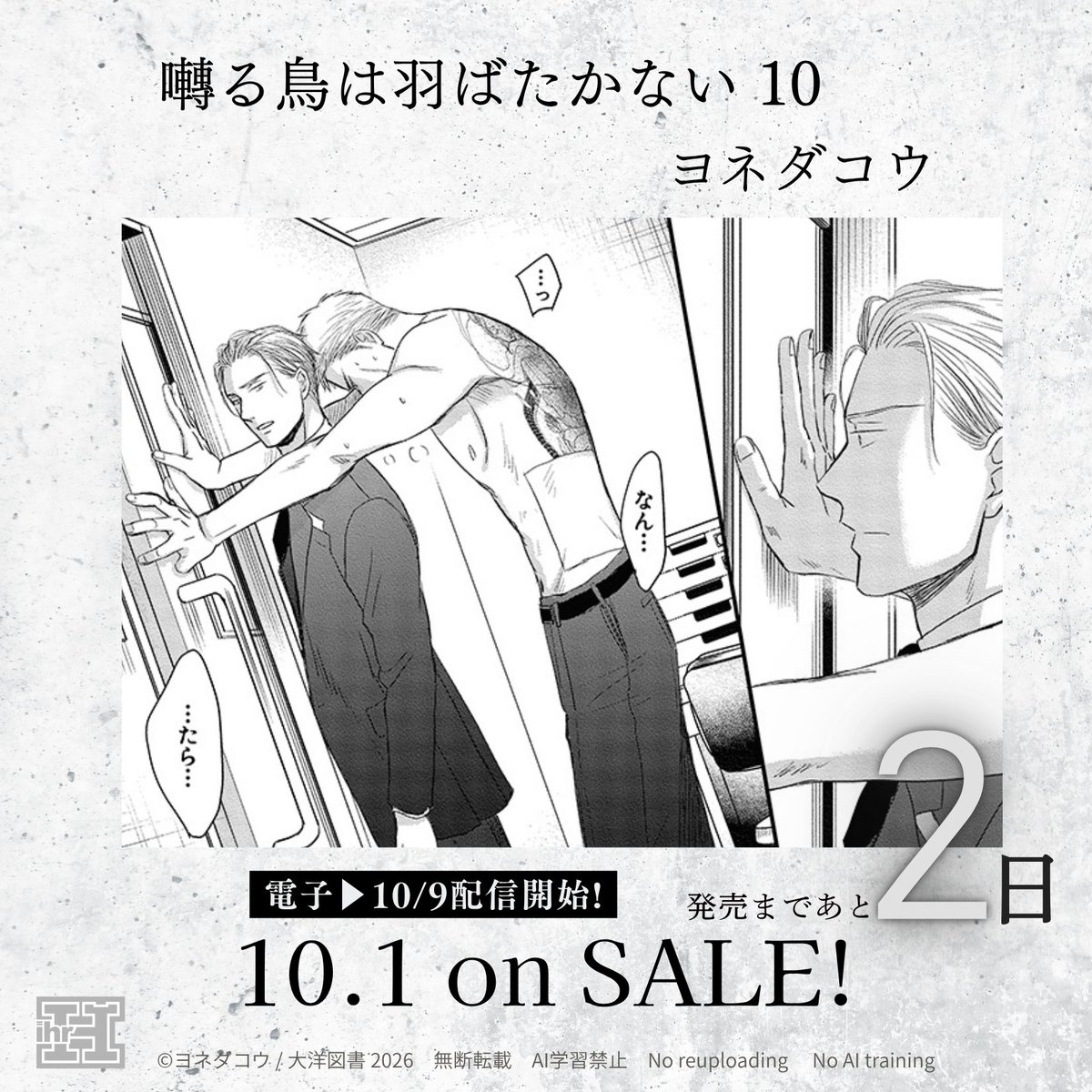 saezuru_comic's tweet photo. ━━╋ 𝟐 𝑫𝑨𝒀𝑺 ╋━━

10巻発売まで、あと2日

…たら…
…だったら　俺を…っ

🐦‍⬛囀る鳥は羽ばたかない 10
✒️ヨネダコウ
✨𝟏𝟎/𝟏発売

📱電子▶𝟏𝟎/𝟗配信開始

#囀る鳥は羽ばたかない
#ヨネダコウ https://t.co/lO8cEgq5DG