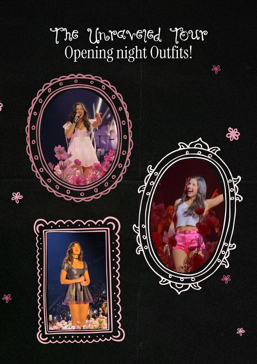 DailyRodrigo's tweet photo. Olivia's outfits for #TheUnraveledTour opening night at Hartford, Connecticut! 🩷 https://t.co/6vvzgCUtaY