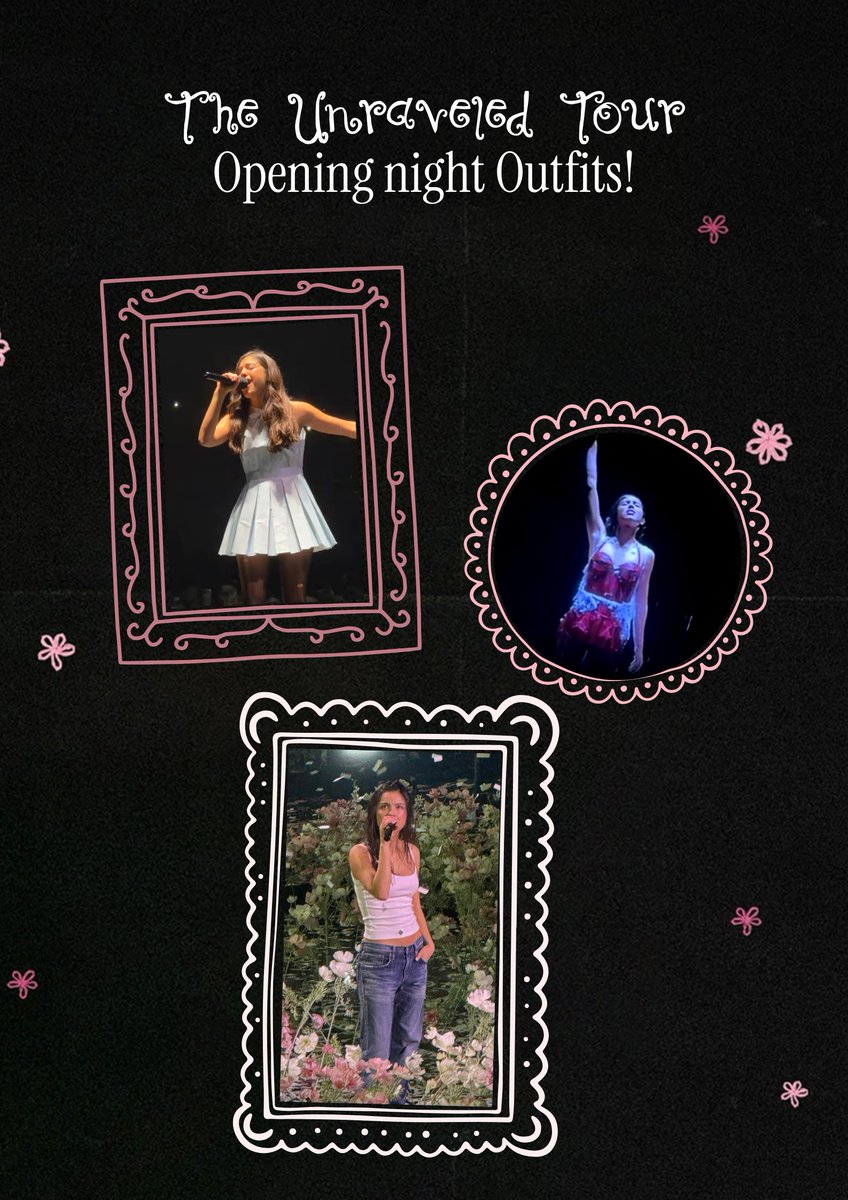 DailyRodrigo's tweet photo. Olivia's outfits for #TheUnraveledTour opening night at Hartford, Connecticut! 🩷 https://t.co/6vvzgCUtaY