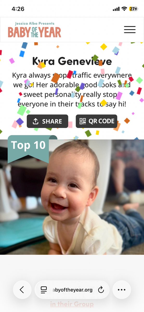 JessBrookePerry's tweet photo. My daughter Kyra made Top 10!! Keep her in the running for Baby of the Year : 
https://t.co/XoF8TPQG8M https://t.co/t83Z9y6TNQ