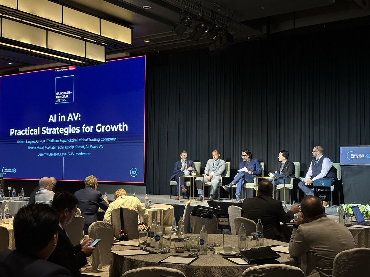 Level3AV's tweet photo. AI is changing the conversation around AV. Quality is what keeps it grounded.

At PSNI Supersummit APAC, our CEO Jeremy Elsesser joined a panel on AI in AV, while Jim Maltese led another QA Master Certification course.

Great conversations with the PSNI Global Alliance! https://t.co/MWcauezThS