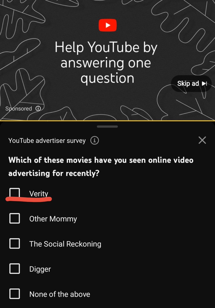 TheTrueLage's tweet photo. im glad i haven't seen ANY ADVERTISEMENTS for the verity movie https://t.co/aCp0XwAjgh
