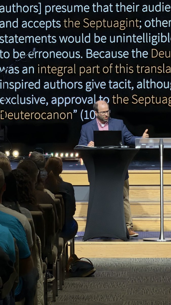 TextandCanon's tweet photo. Dr. John Meade presents “The Septuagint in History” @ApologeticsCA conference. https://t.co/xUTskuwoGz