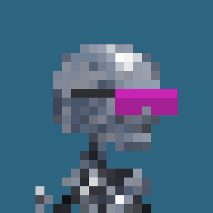 Low-resolution pixel art of the Gen 2 Pokémon Mewtwo against a blue background, featuring its characteristic purple body and long pink tail.