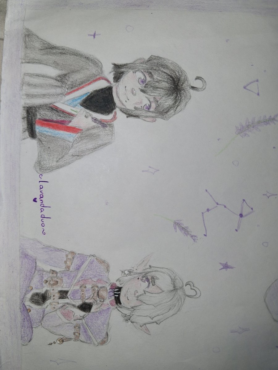 Amanda_4100's tweet photo. Desenho dos LavandaDuo que eu fiz pra capa do trabalho de inglês
#WSMP https://t.co/IQo6HpzAom
