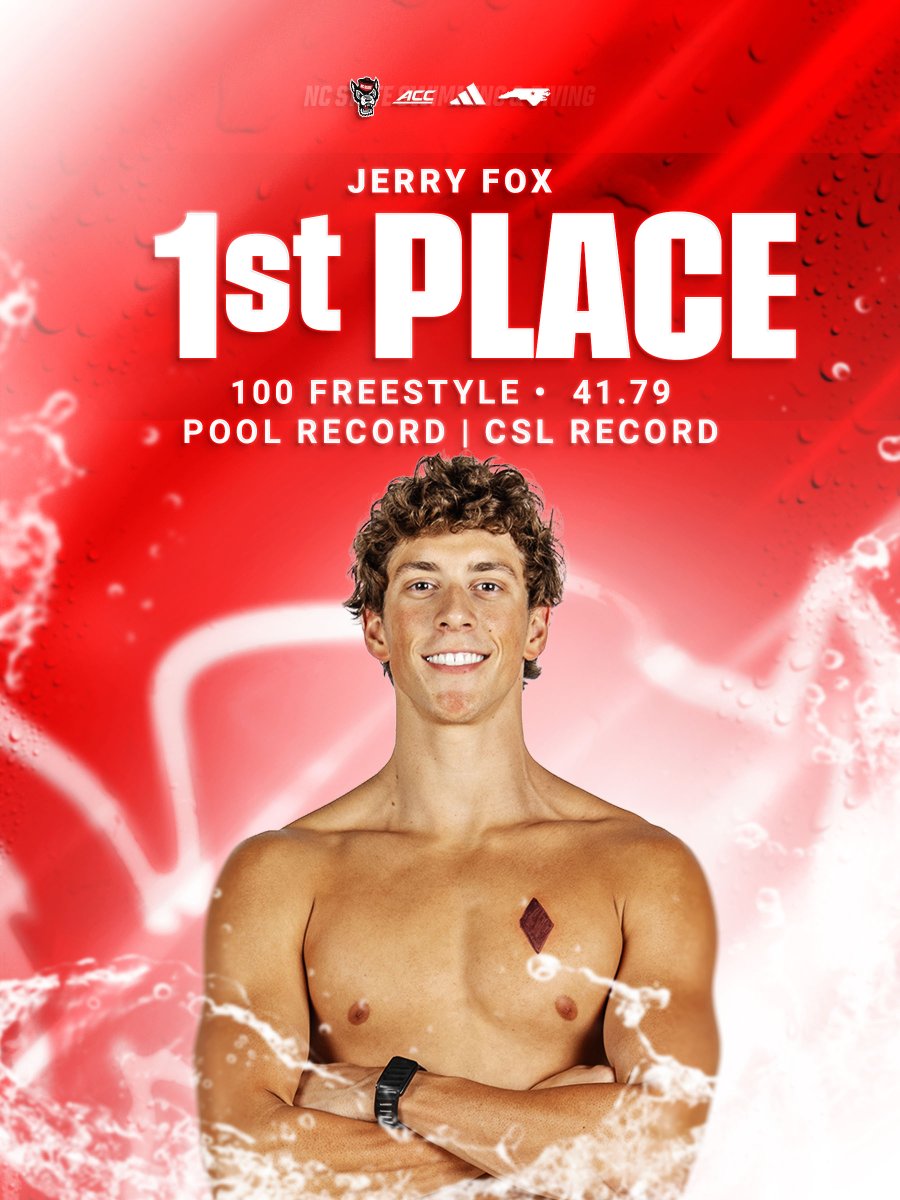 packswimdive's tweet photo. First dub of the season for Jerry!!!

Jerry Fox sets a CSL and pool record in the 100 free with a time of 41.79!!
#GoPack https://t.co/R40iXnws5a