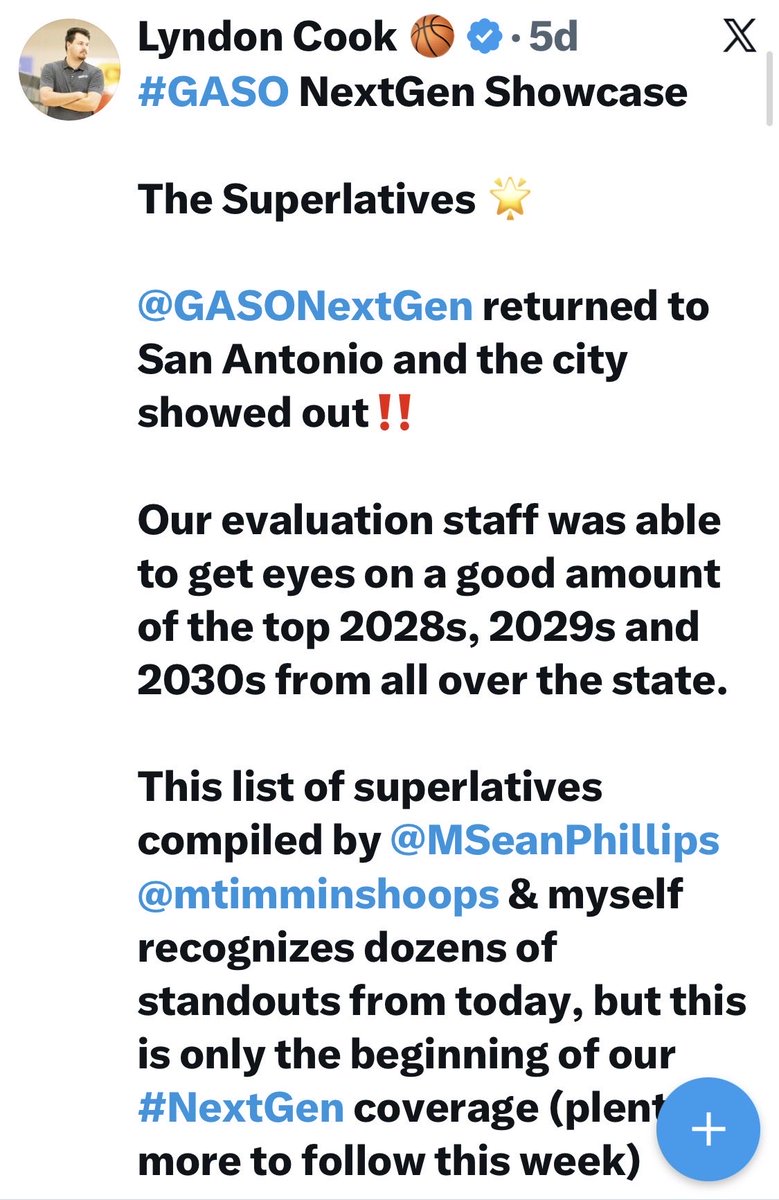 AceSuleimanji's tweet photo. Thank you to the GASO staff @GASOBlue, @GASOLyndon, @mtimminshoops for the opportunity and experience at the 2026 Next Gen Showcase. I learned a lot. https://t.co/I26hirVb20