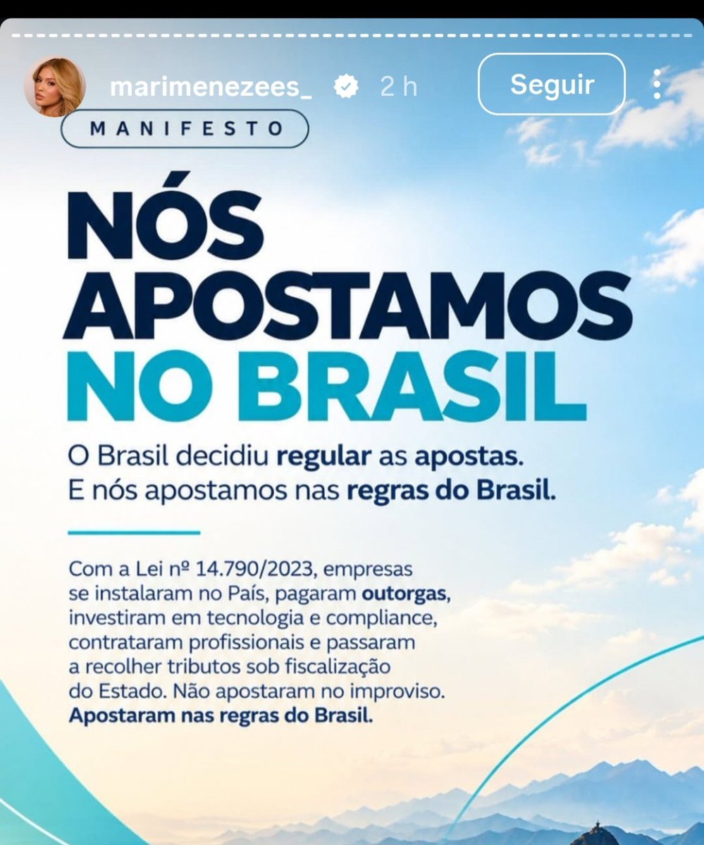 saahcomenta's tweet photo. A Mari Menezes postando contra a proibição das bets. Eh essa aqui que o povo tava endeusando a uns meses atrás? Decepcionada mas nao surpresa, pq até golpe ela divulgava antes... https://t.co/bwaL1RwucH