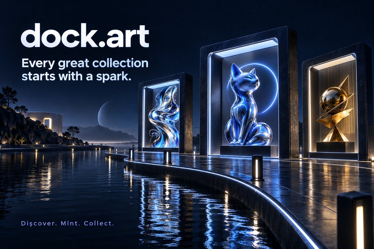 dockdotart's tweet photo. https://t.co/apRo8lWt9c — Every great collection starts with a spark.

The piece that stops your scroll. The artist whose world pulls you in. The first mint that starts your collection. Dock is where your curiosity can find its next obsession.

Discover. Mint. Collect. https://t.co/8w49QK9nH5