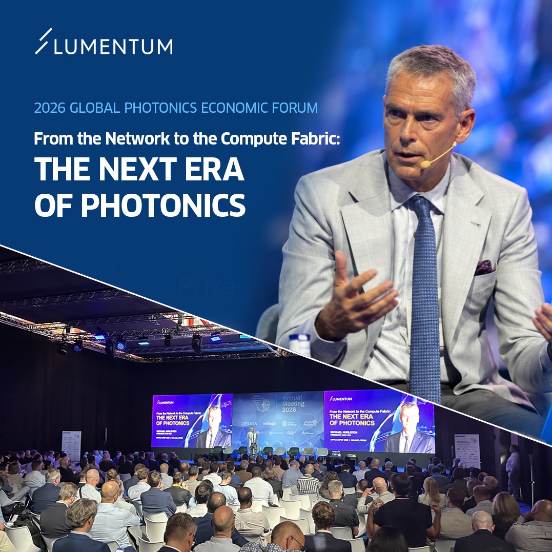 Lumentum's tweet photo. At the 2026 Global Photonics Economic Forum, @Lumentum CEO Michael Hurlston delivered a keynote on the next era of photonics.

Thank you to @OpticaWorldwide for the opportunity to discuss technologies shaping the future of our industry.

Learn more: https://t.co/9OJd97lnw0 https://t.co/vpzOZ6dHqm
