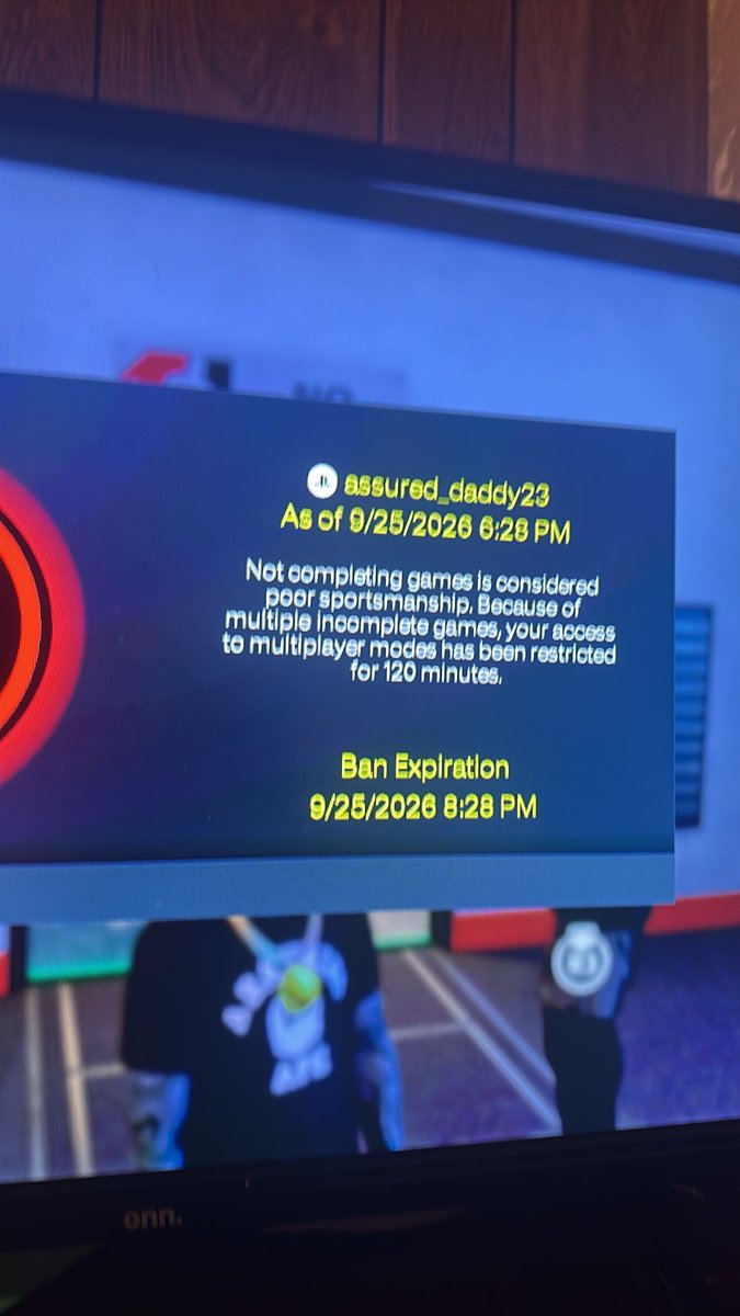 KobeyPlays's tweet photo. I just finished a match I won and got banned till 8 @Ronnie2K @NBA2K fuck you Ronnie and fix your game https://t.co/MhS89kmCgs