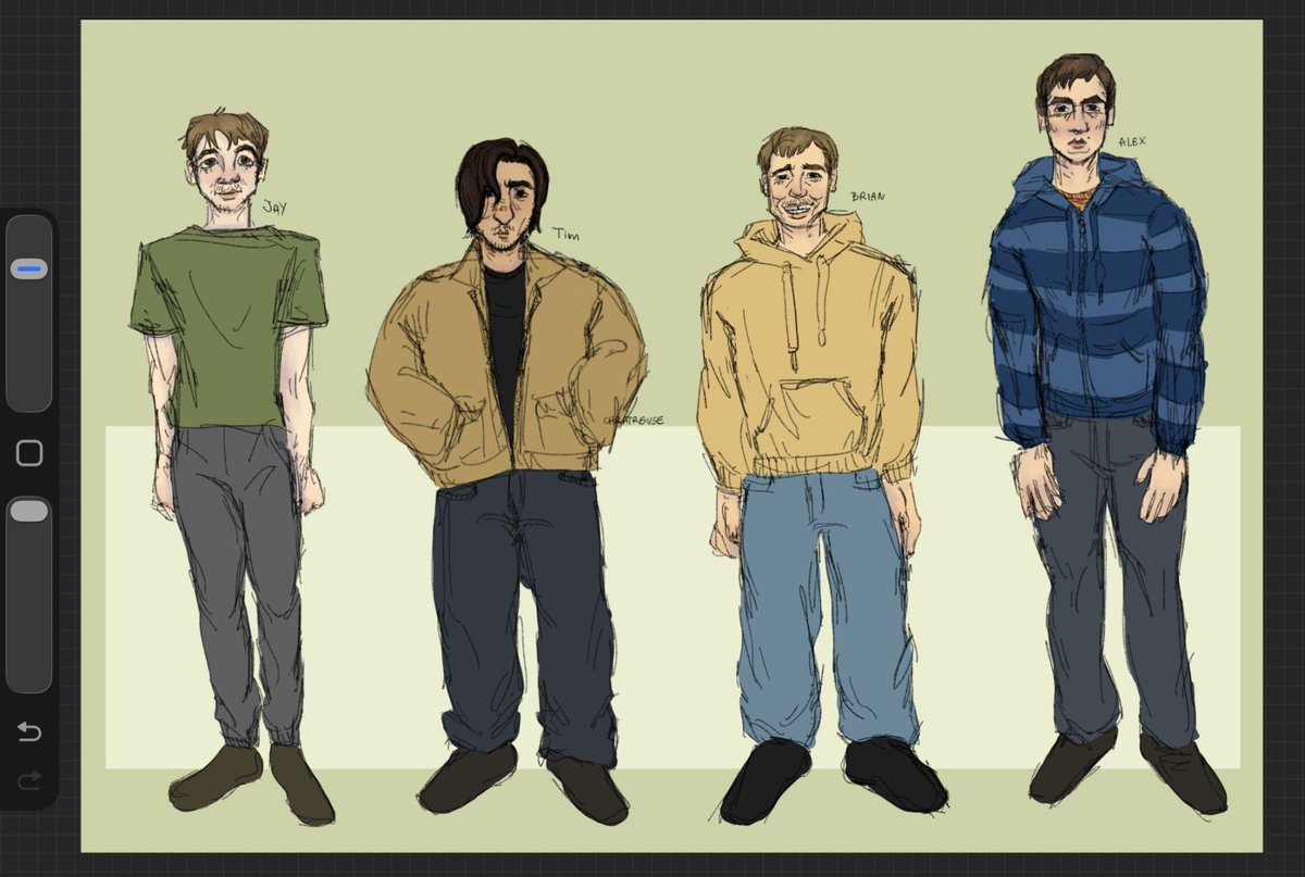 chratreuse's tweet photo. mh lineup, messy sketch! probably never finishing this lol
#marblehornets #jaymerrick #timwright #brianthomas #alexkralie https://t.co/7Tl9djqbul