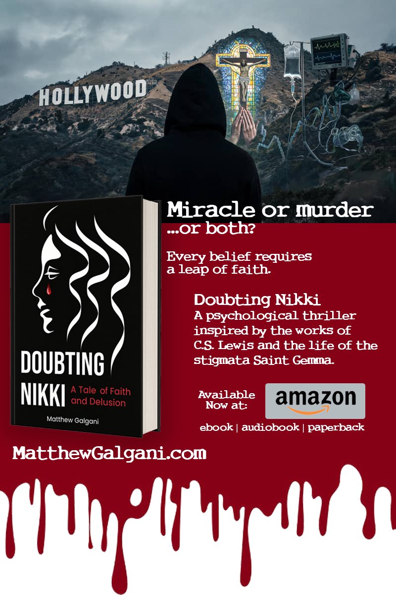 DoubtingNikki's tweet photo. Miracles. Conspiracy theories. Murder.

Dive into Doubting Nikki, a thought-provoking psychological thriller that explores the fine line between faith and delusion. More at https://t.co/BcWDZekUz3 https://t.co/qVqeOcQnX9
