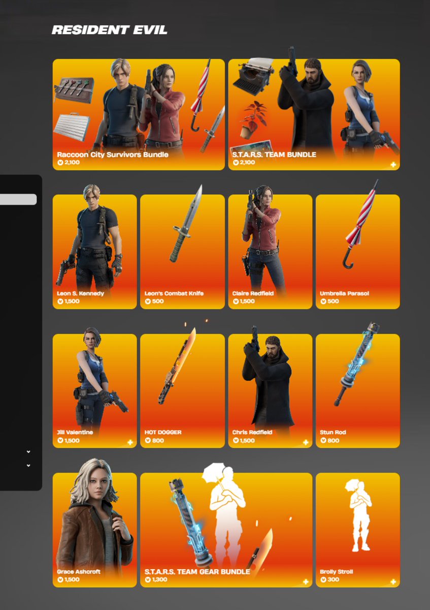 ShiinaBR's tweet photo. RESIDENT EVIL SKINS ARE BACK AFTER 3 YEARS

Use Code "Shiina" and get them here: https://t.co/cohHyxyDyN ❤️ #EpicPartner https://t.co/eVVtvGKgNp