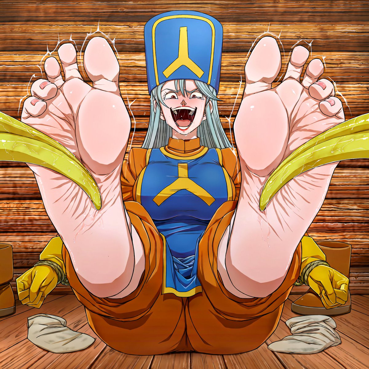 ntxhs2026's tweet photo. Zulbon | Dragon Quest  
foot tickling, 挠痒 https://t.co/QwZw1LHM4U