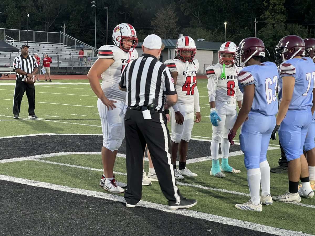 CardFootballBHS's tweet photo. Captains for tonight’s game against Kingsbury are 76 John Stanley, 8 Jonathan Matthews, 42 Isaiah Williams, and 48 Linkin Whitehorn. #defer #kickofteam https://t.co/MSJw2P8fDK