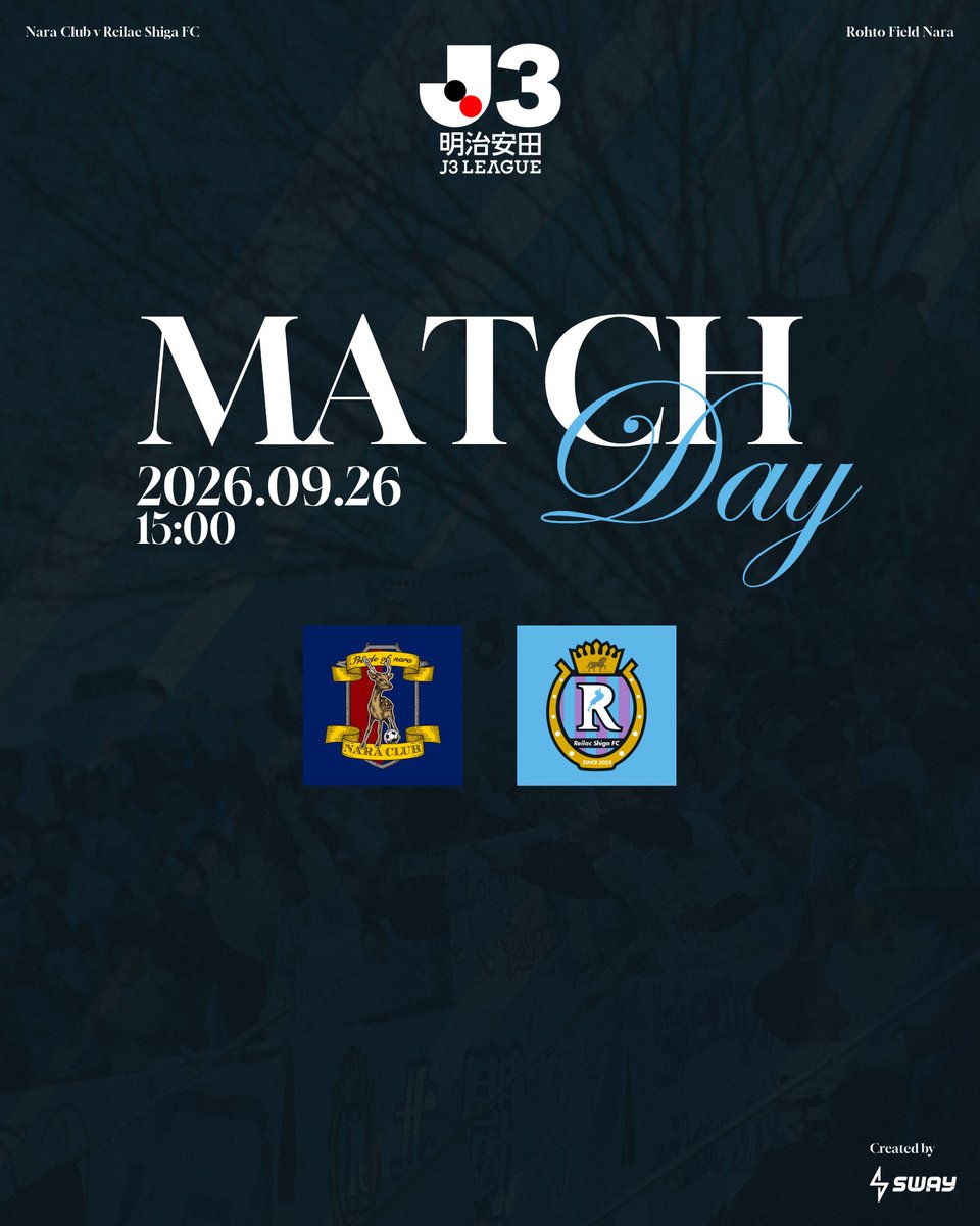 reilacshiga's tweet photo. ⚽MATCH DAY!

#明治安田J3リーグ 第8節
#奈良クラブ vs #レイラック滋賀FC
🕛 2026/09/26 15:00 KICK OFF
🏟 #ロートフィールド奈良

🔽LIVE配信はDAZNで👀📺
https://t.co/P7VDtRTQXR

#レイラック滋賀
#奈良vs滋賀 https://t.co/YEpWnaXTix