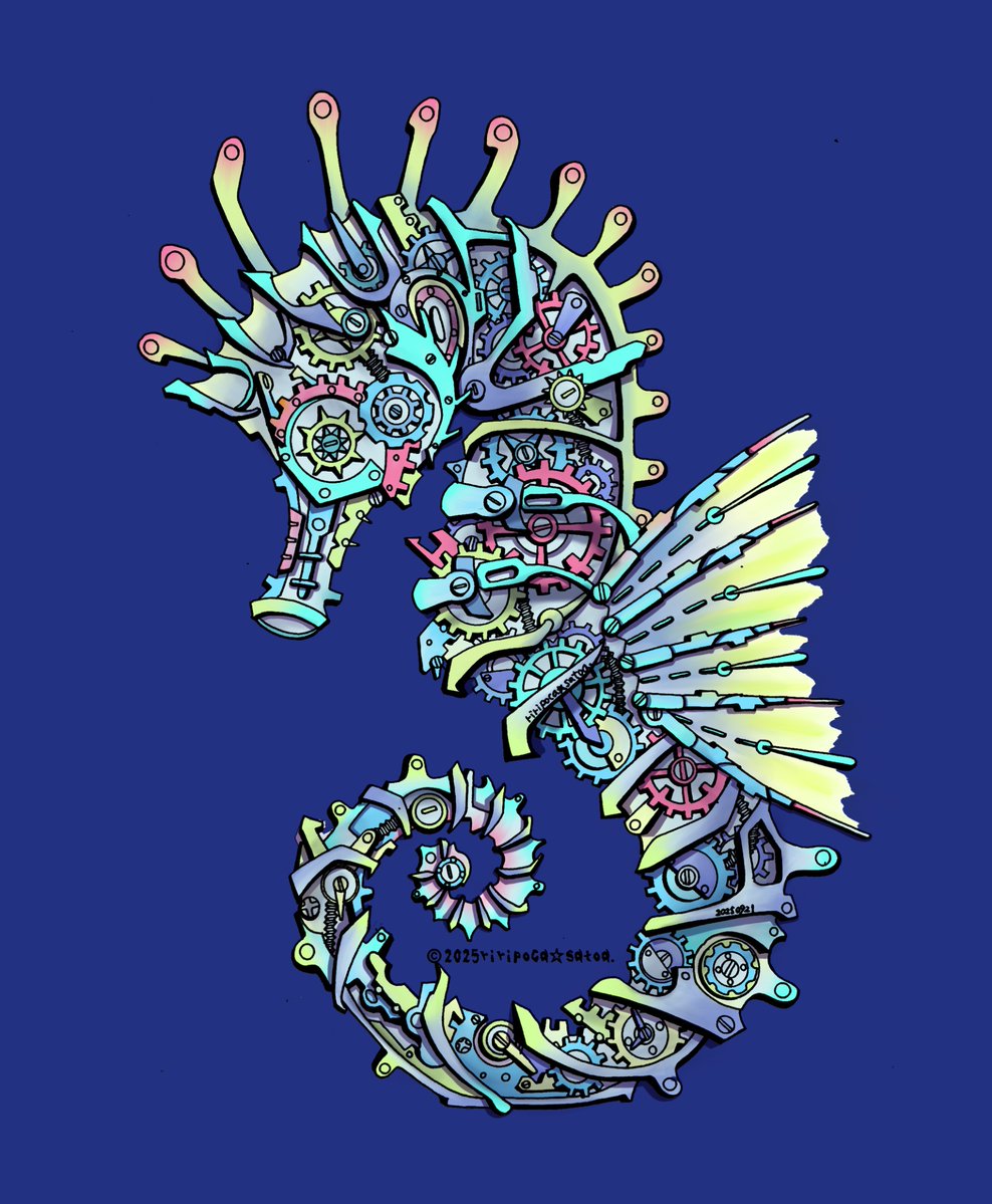 おはようございます ギアノオトシゴ #スチームパンク #ペン画