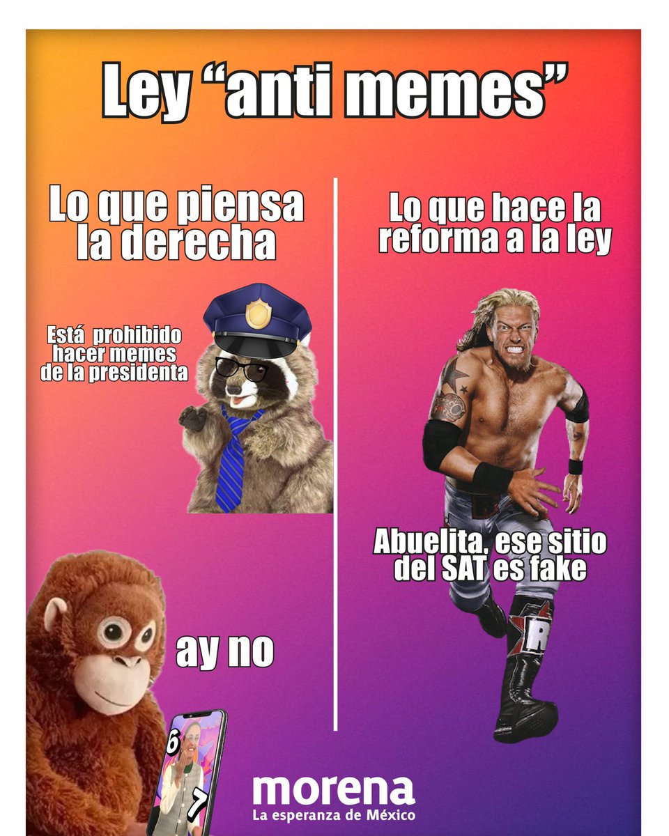 PartidoMorenaMx's tweet photo. Ni censura ni persecución por memes ❌

Lo que busca la reforma es protegerte a ti y a tu familia del fraude y sitios falsos. 🛡️📲 https://t.co/gT4yf5vZY9