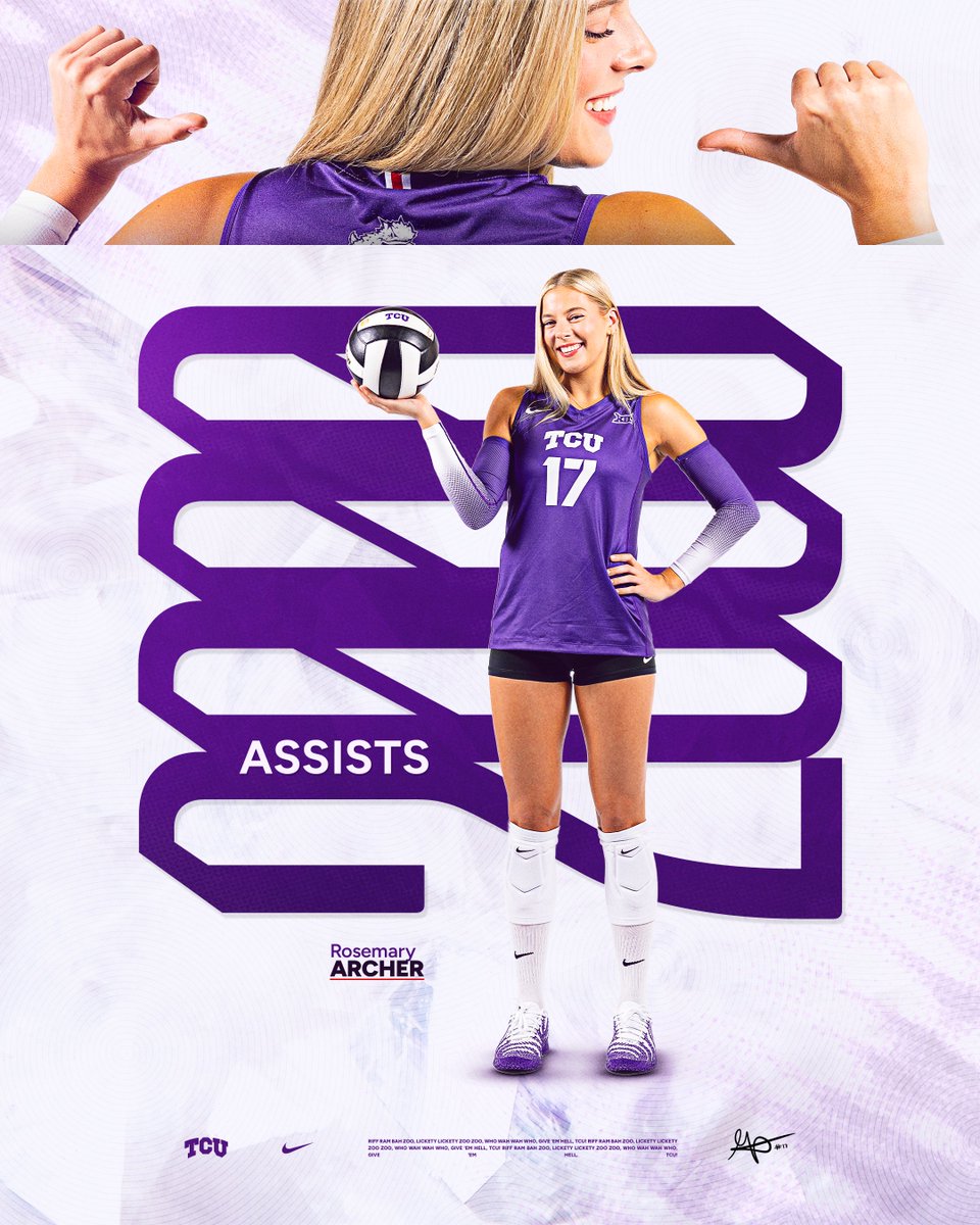 TCUvolleyball's tweet photo. 2️⃣0️⃣0️⃣0️⃣ career assists for rosie 🏹

#GoFrogs https://t.co/Ycj7ZMP3Se