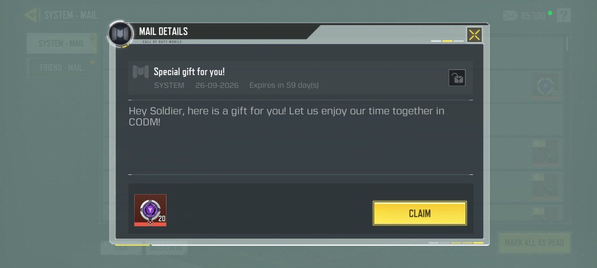 Codm Mail Garena players can claim 20 free Herrscher Sigils through the ingame ...