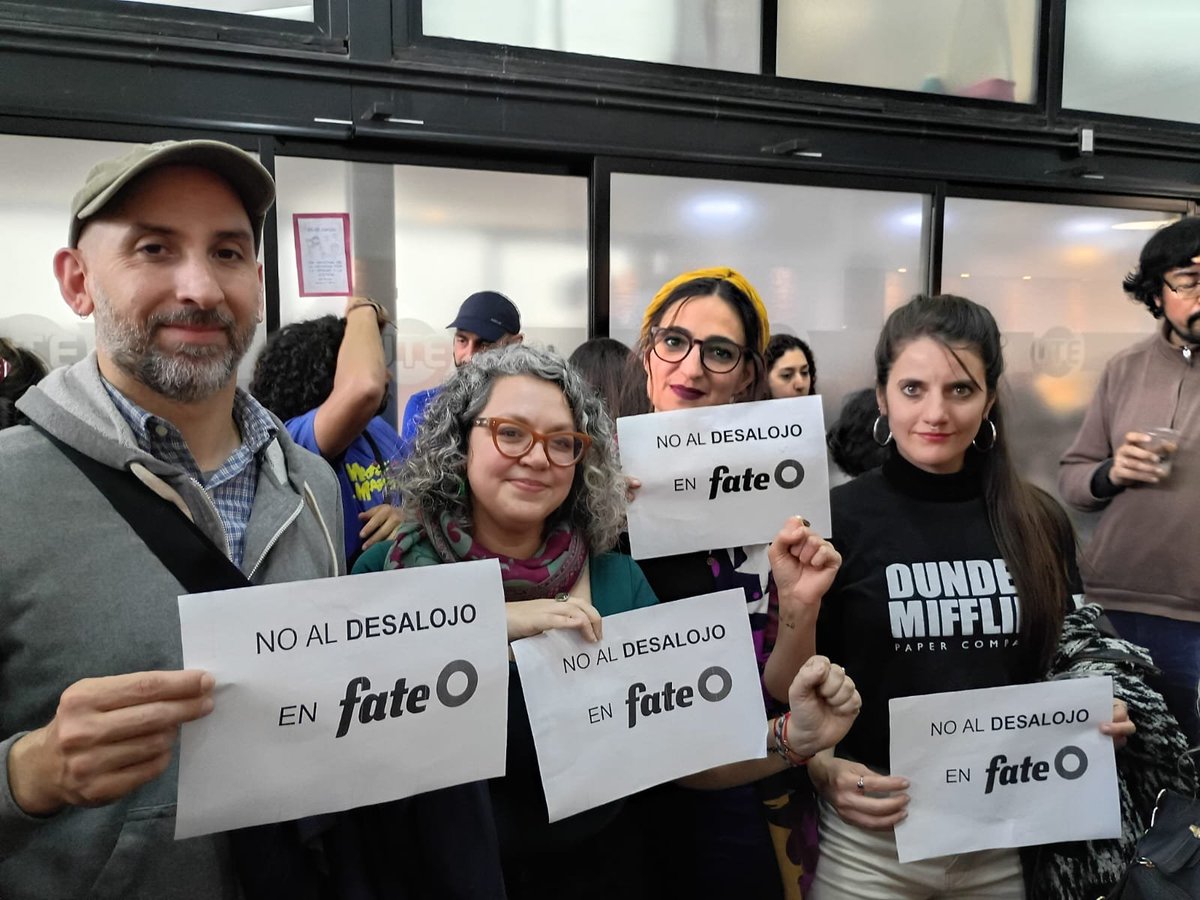 utectera's tweet photo. Desde UTE decimos: ¡NO AL DESALOJO DE FATE! https://t.co/74QLGmUgQn