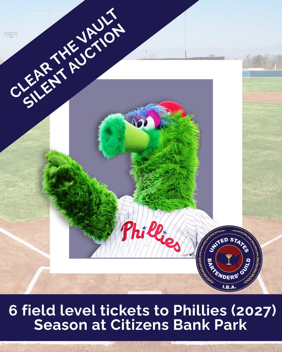 TheUSBG's tweet photo. AUCTION SPOTLIGHT! ⚾️ Clear the Vault!

6 FIELD-LEVEL PHILLIES TICKETS — 2027 SEASON

Every bid supports the USBG National Charity Foundation and its work advancing the lifelong stability and wellbeing of service industry professionals.

Bid now: https://t.co/vx39WI02un https://t.co/SiSoRE5vnY