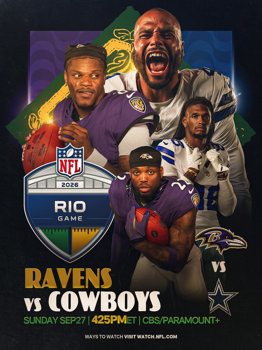 RIO 🗣️ Are you READYYY?!

@​BALvsDAL – Sunday 4:25pm ET on CBS/Paramount+
Stream on @​NFLPlus 
 [📷](https://pbs.twimg.com/media/HTGeOVIa0AAh_s7.jpg) https://p