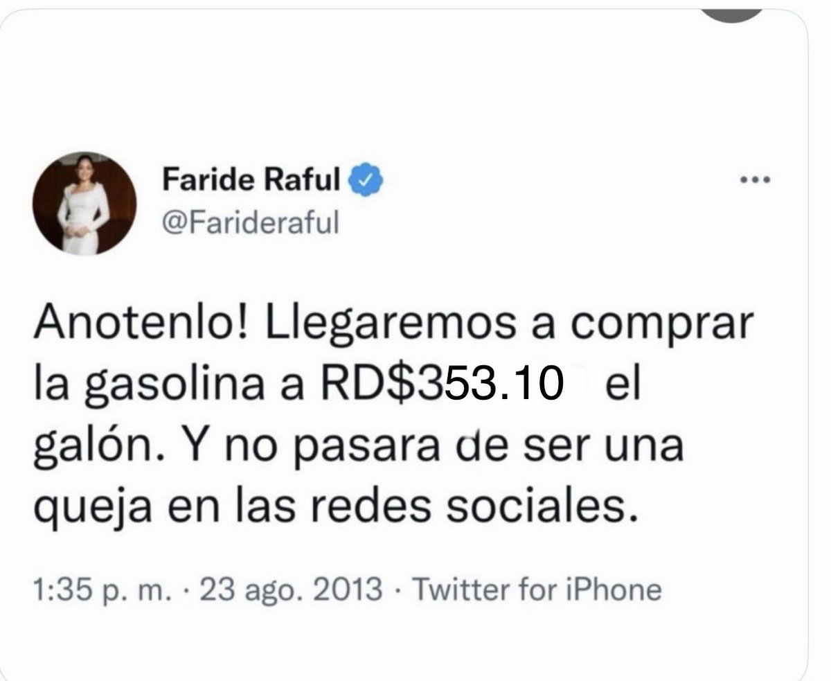 osvaldo0128's tweet photo. Faride dio en el clavo RD$353.10 el galón. https://t.co/looe9ijzdc