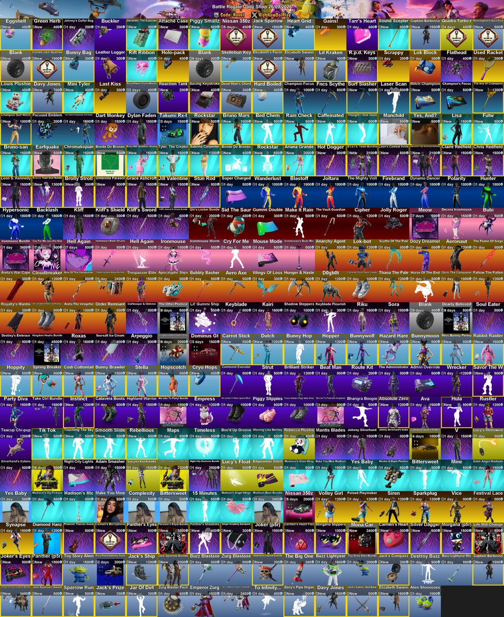 stw_leaks's tweet photo. Tienda de Battle Royale 25/09/26 y Alertas de Salvar el Mundo - Battle Royale Store 25/09/26 and Save The World Alerts 

CODE: LoCoX-1987 

#Fortnite 
#BattleRoyale 
#SaveTheWorld https://t.co/gwwzeiIIsJ