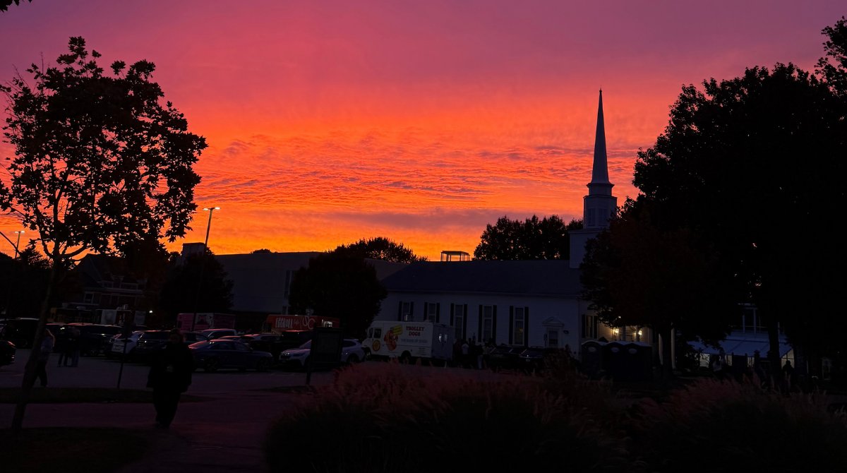 Merrimack's tweet photo. The sun is setting on the first day of Homecoming, Reunion and Alumni Weekend. We'll see you tomorrow, Warriors! https://t.co/Z7jECpM1T5