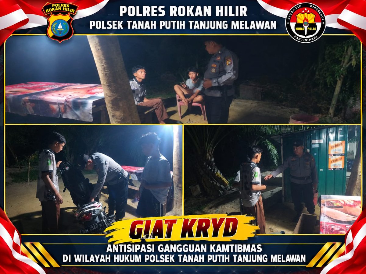 PolsekTj's tweet photo. Giat KRYD
Antisipasi gangguan Kamtibmas di wilayah hukum Polsek Tanah Putih Tanjung Melawan https://t.co/qeZegX66Pt