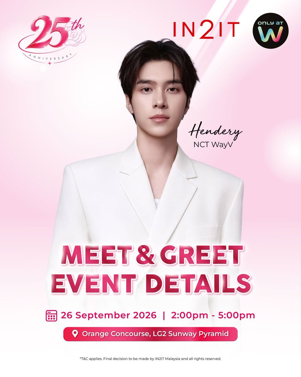 MyKpopHuntress's tweet photo. altho HENDERY posted where he is staying, lets be normal and meet him at Sunway Pyramid ok?🥰

​Here is our agenda, dos & don'ts, and rules + prohibited items for today's event! Let’s keep it respectful, have the best time, and show him the loudest love. See you there MYWayzennie! 🥰✨

IN2IT 25th ANNIVERSARY CELEBRATION

📅 26 SEPT 2026 | SAT | 2:00PM
📍 Orange Concourse, LG2 Sunway Pyramid 

#IN2ITXHENDERY #HENDERY #WayV #威神V #IN2ITMALAYSIA #IN2ITCOSMETICSMY #IN2IT25THANNIVERSARY