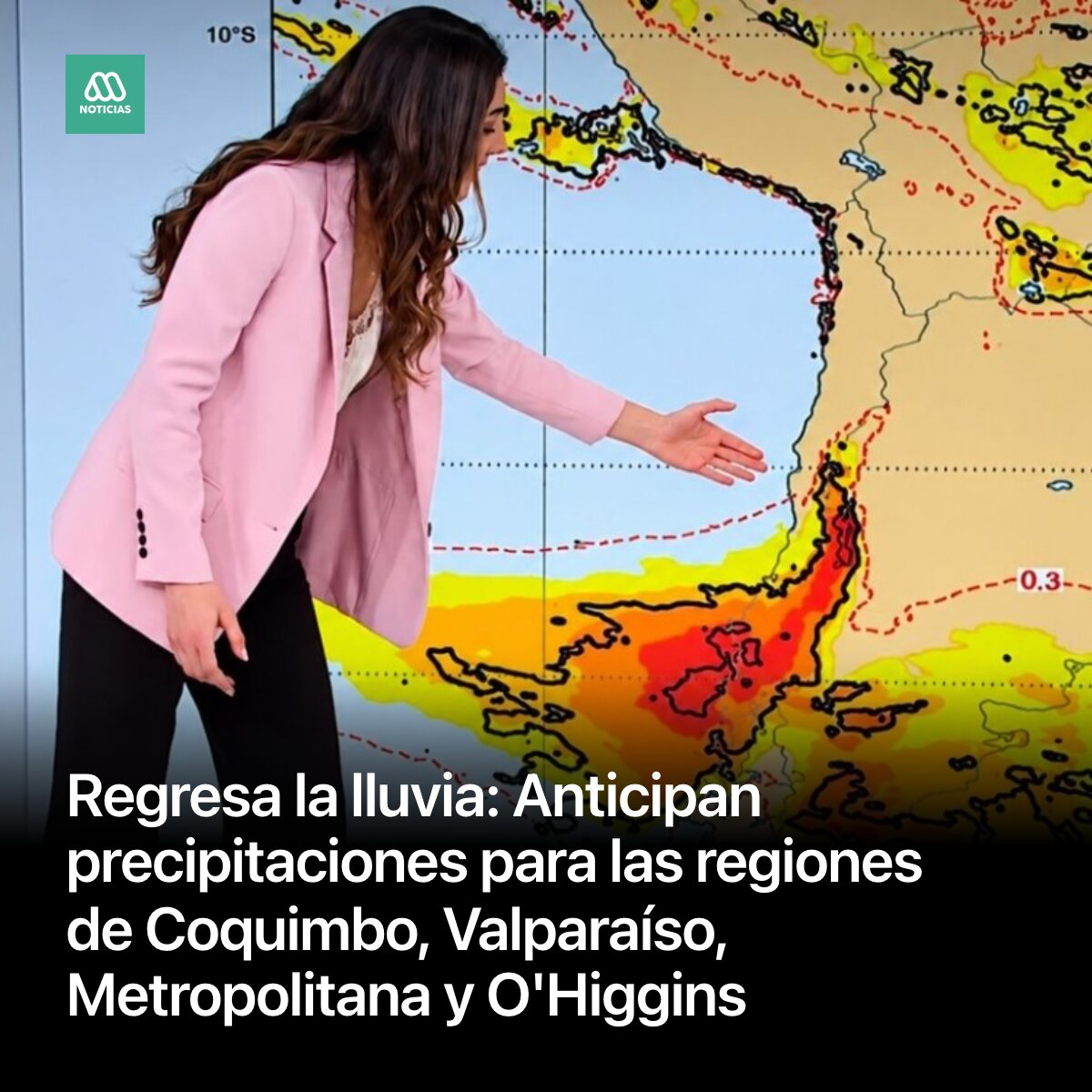 Mega's tweet photo. Una perturbación en altura cambiará el escenario meteorológico durante el lunes. Lissette Aguilera detalló hasta dónde podrían extenderse las precipitaciones y tormentas eléctricas. https://t.co/o9mLQoyGNf